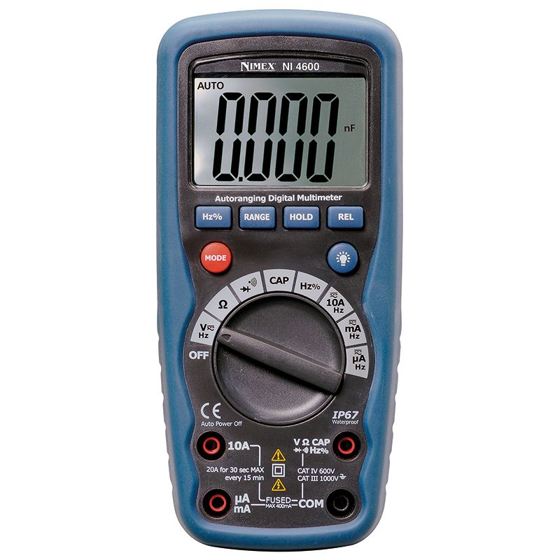 MULTIMETRO DIGITALE AUTORANGE CON DISPLAY 3 ¾ CAT IV 600V IP67