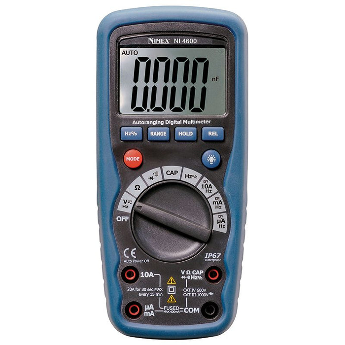 MULTIMETRO DIGITALE AUTORANGE CON DISPLAY 3 ¾ CAT IV 600V IP67
