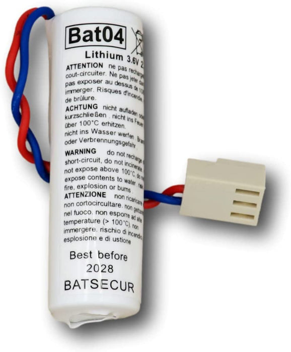 Antifurto Lithium Battery BATSECUR BAT04 3.6V 2Ah BAT04 Compatible Batli04, D8903, LI04, MGL956439 DAITEM Hager
