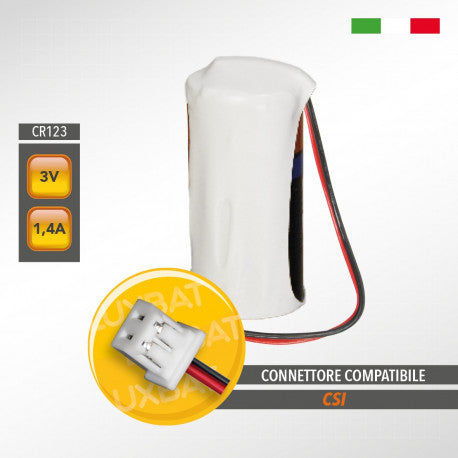 BATTERIA PER ANTIFURTO LITIO CR123 3V 1,4Ah compatibile CSI