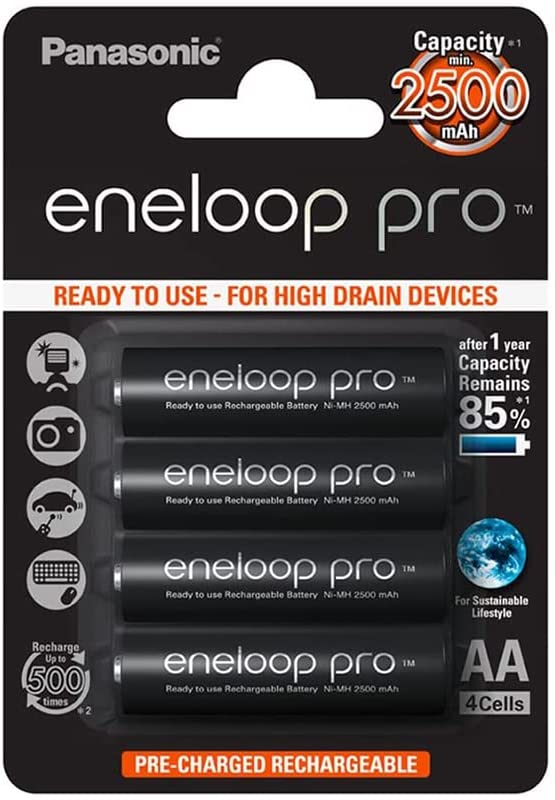 batteria panasonic eneloop formato aa 1,2v 2500mah bl. 4pz.