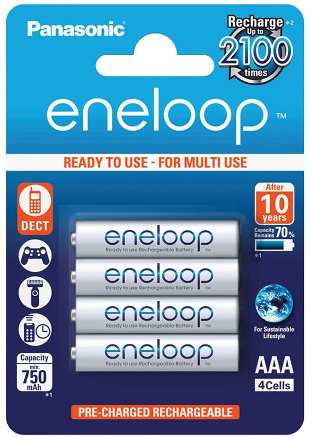 batteria panasonic eneloop formato aaa 1,2v 800mah bl. 4pz.