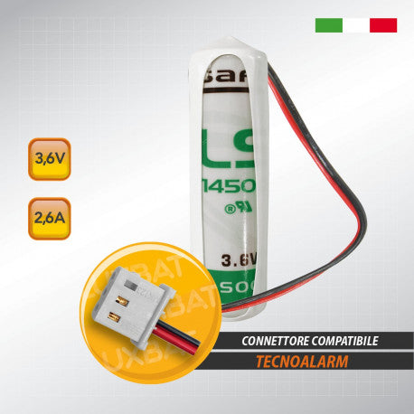 Batteria Litio SAFT 3,6V 2,6Ah AA per Antifurto Tecnoalarm