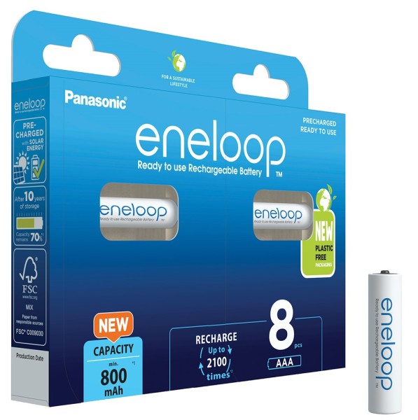 Panasonic eneloop AAA 800 mAh blister 8 pz. - Battery24.it | Battery24.it