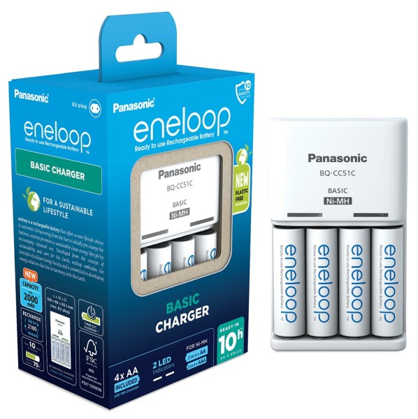caricabt eneloop panasonic bq-cc51e + 4bt 2ah aa