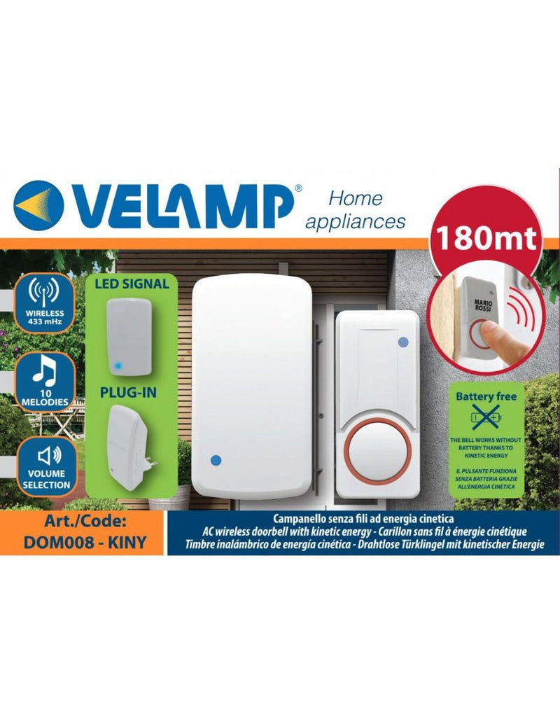 campanello senza fili da esterno, con pulsante ad energia cinetica