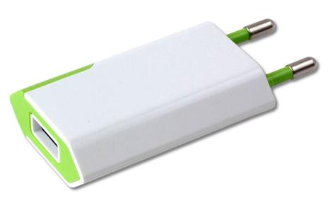 caricatore usb 1a compatto spina europea bianco/verde