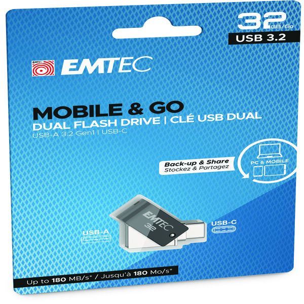 emtec t260 dueal usb a 3,2 - type c 32gb