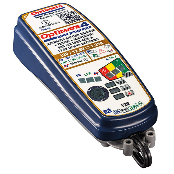 OptiMate Premium 4 Quad - Caricabatterie Automatico 12V per Moto CAN-BUS