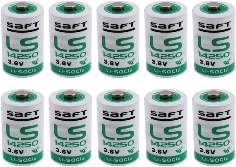 Saft, batteria 1/2 AA al litio cloruro di tionile LS14250 (3,6 V, confezione da 10 pezzi) bianco/verde