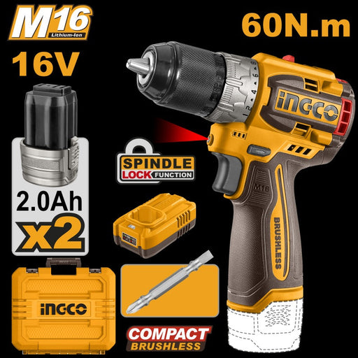 TRAPANO BRUSHLESS 60N CON 2 BT 16V