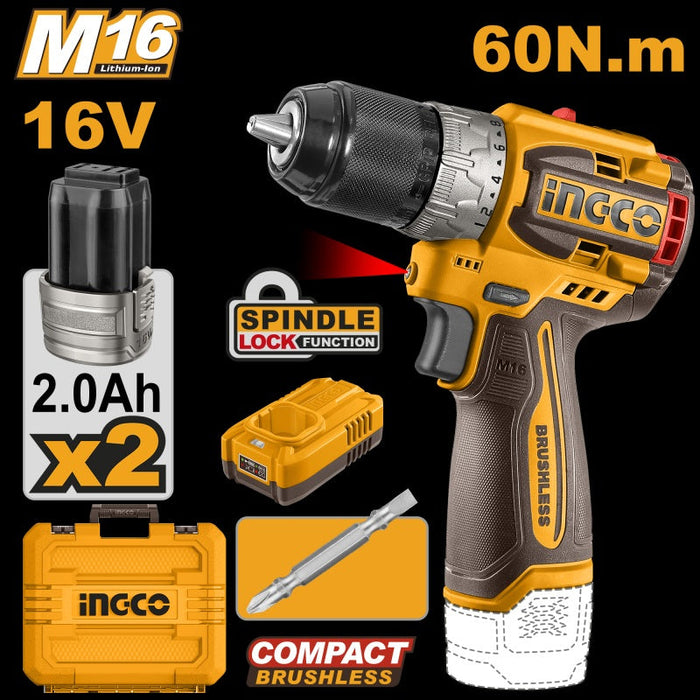 TRAPANO BRUSHLESS 60N CON 2 BT 16V